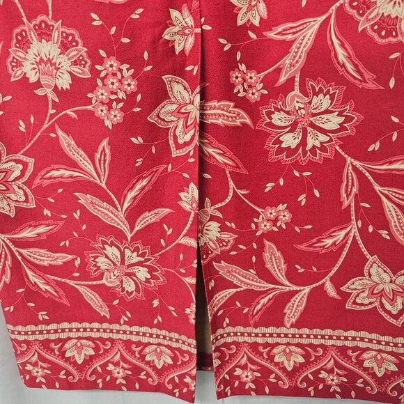 Vintage Talbots Red Pink Floral Midi Skirt Boho Retro Cottagecore 8 - Picture 5 of 12